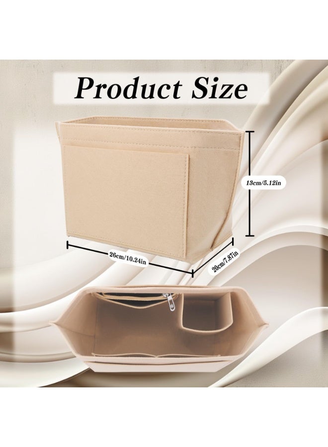 OSHIMA Bag Organiser Compatible for Longchamp, Tote Bag Insert Organizer Multi-pocket Felt Handbag Organiser Insert, Handbag Organisers Convenient Storage Zipper Bags Organizer(10 * 8 * 5 In) - Image 2